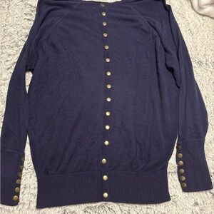 Navy Button-Down Women's Sweater